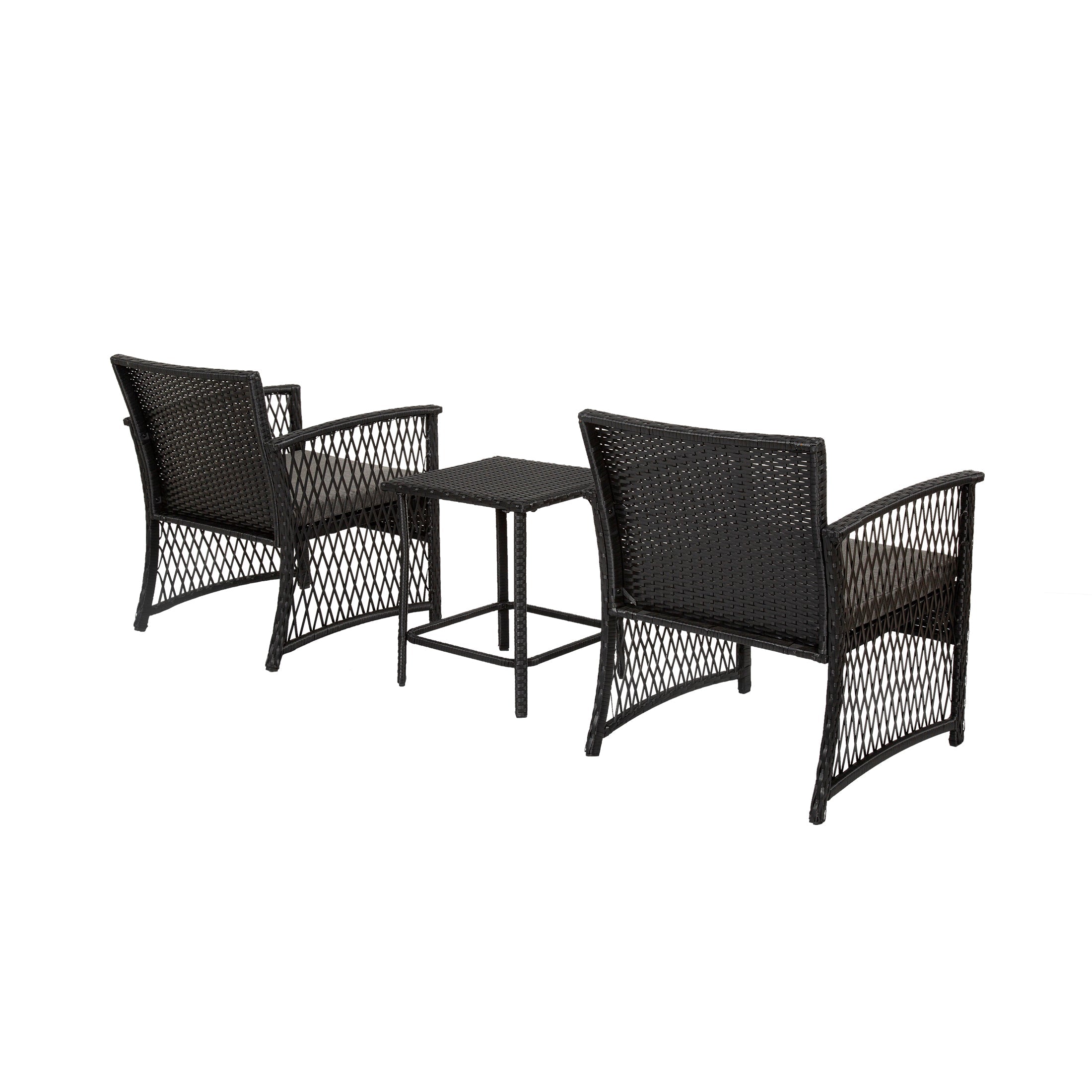  Westin Furniture 3-Piece Outdoor Patio Seating Conversation - Black/Beige - Bonton