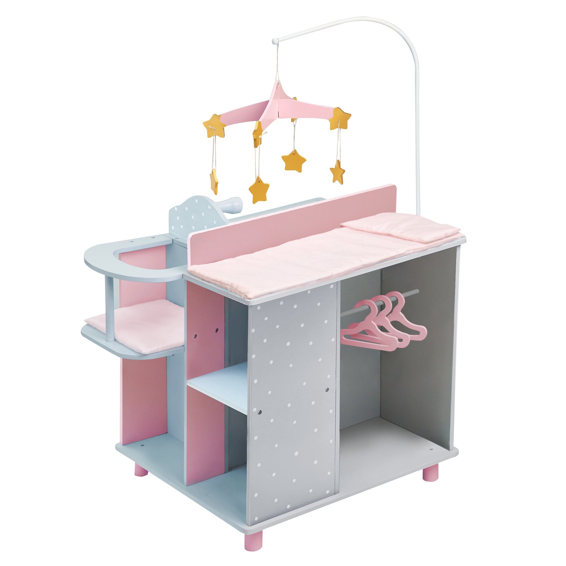  Teamson Kids Olivia's Little World - Polka Dots Princess Baby Doll Changing Station - Pink/Grey - Bonton