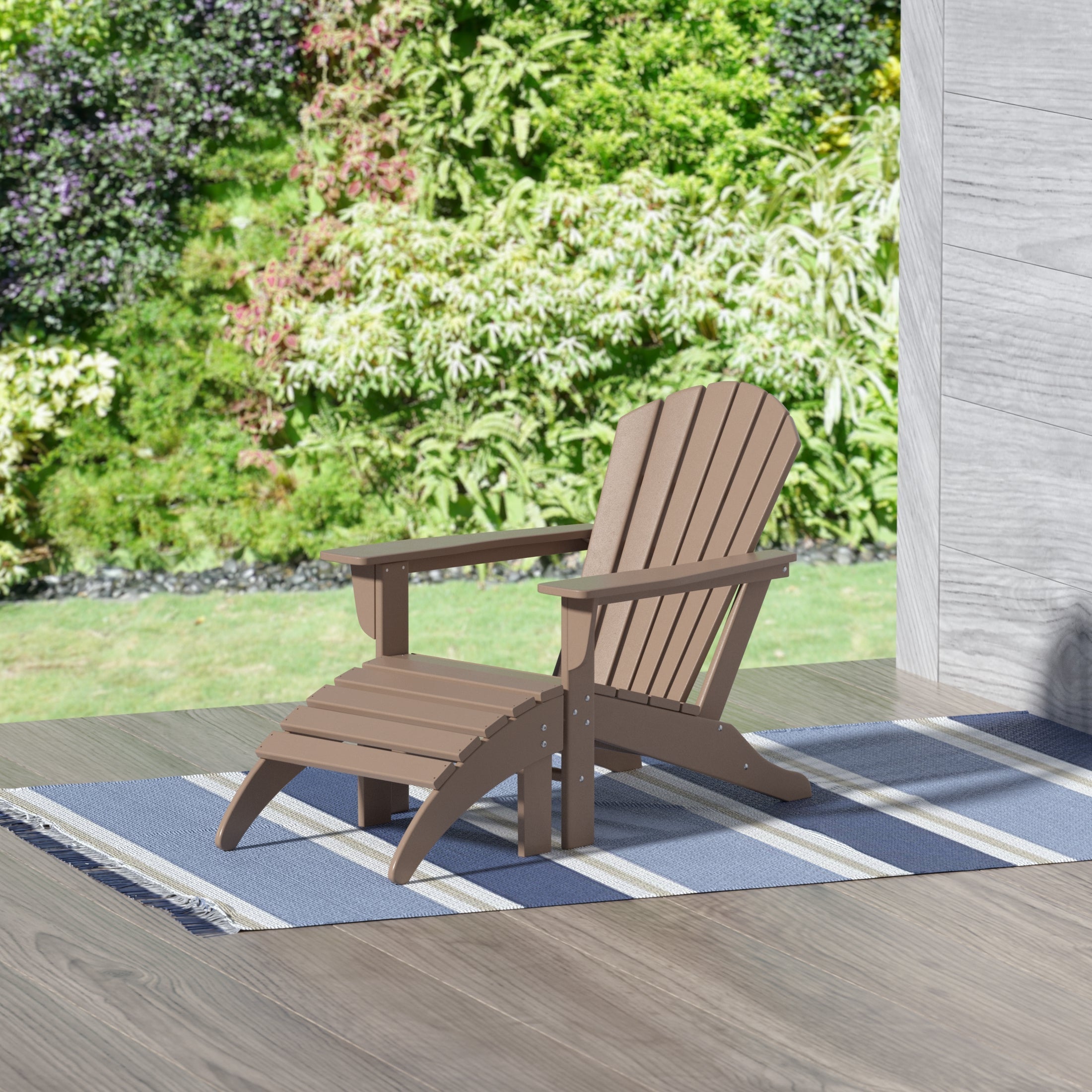  Westin Furniture Altura Outdoor Adirondack Chair with Ottoman 2-Piece Set - Dark Brown - Bonton