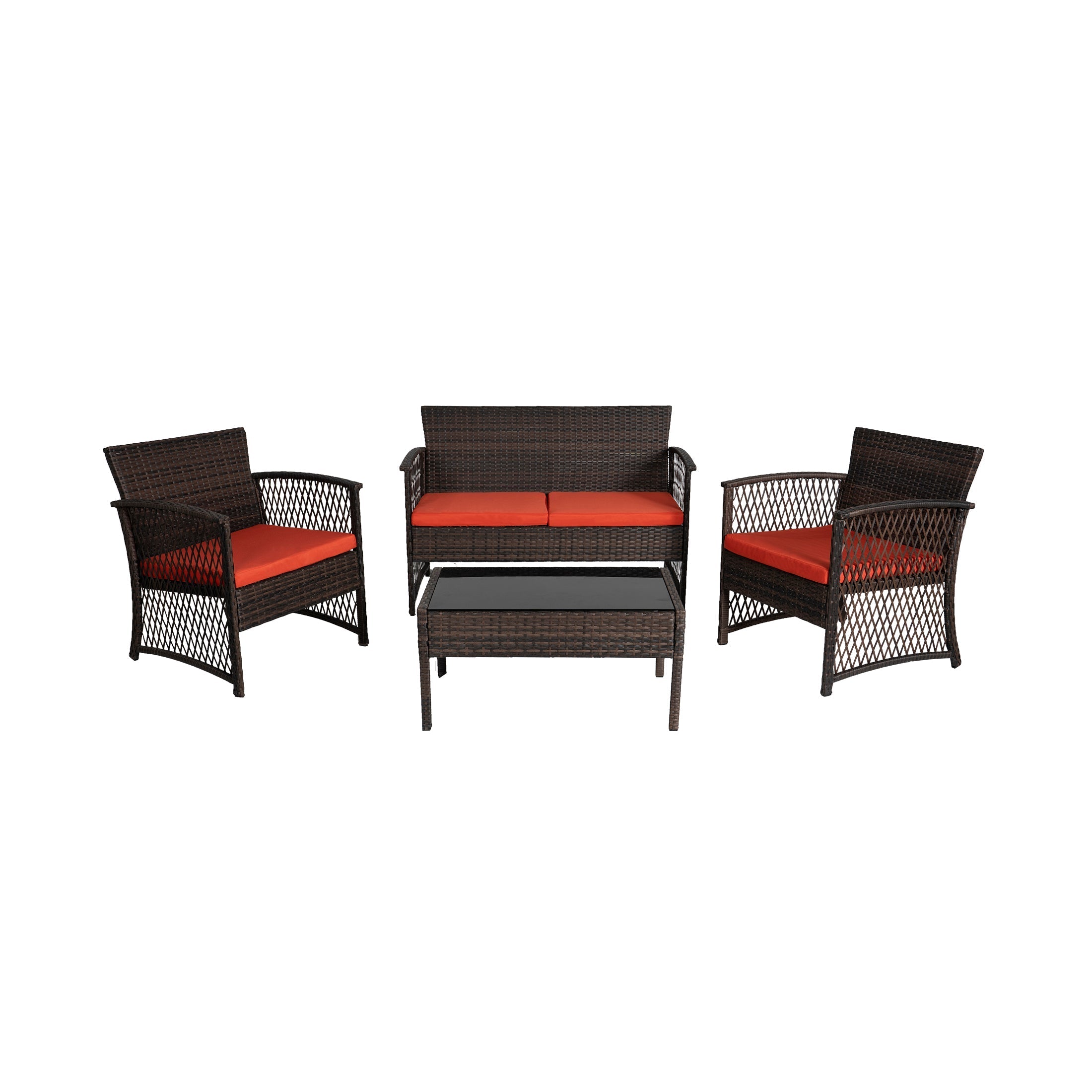  Westin Furniture 4-Piece Outdoor Patio Conversation Set - Black/Gray - Bonton