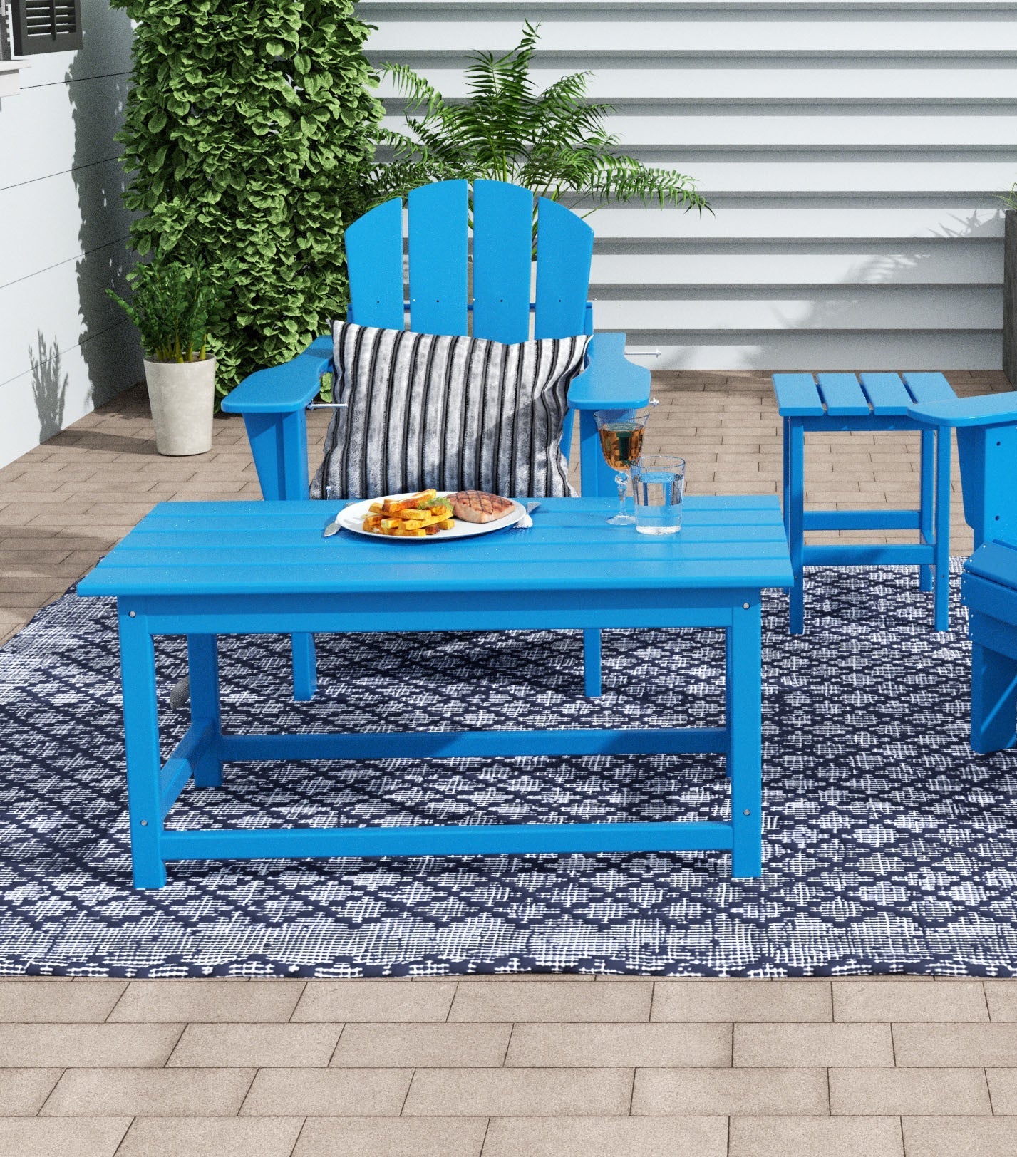  Westin Furniture Outdoor Patio Classic Adirondack Coffee Table - Turquoise - Bonton