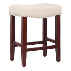 24" Upholstered Saddle Seat Set of 2 Counter Stool