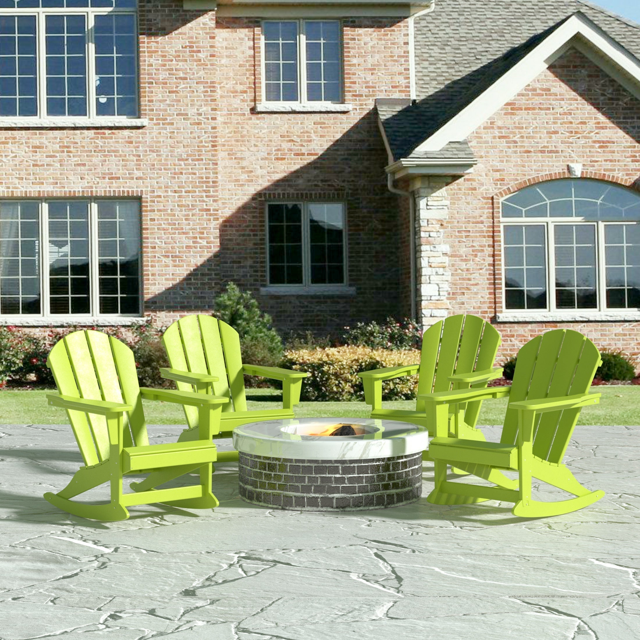  Westin Furniture Outdoor Rocking Poly Adirondack Chair, Set of 4 - Gray - Bonton