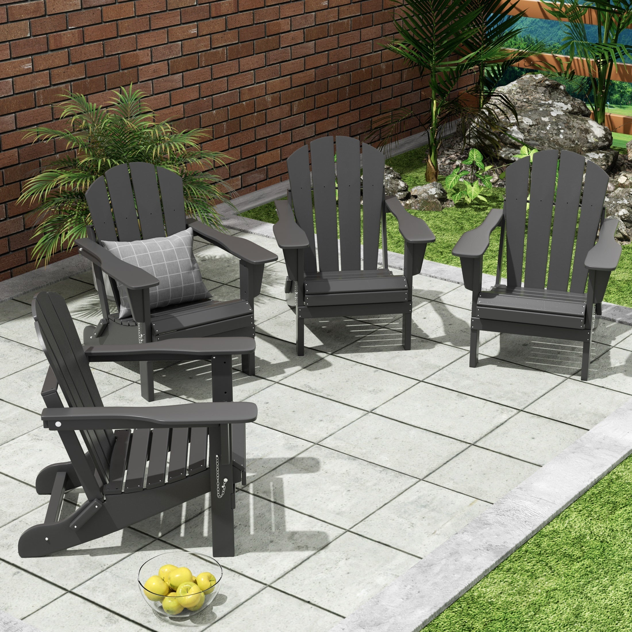  Westin Furniture Outdoor Patio Folding Adirondack Chair, Set of 4 - Lime - Bonton