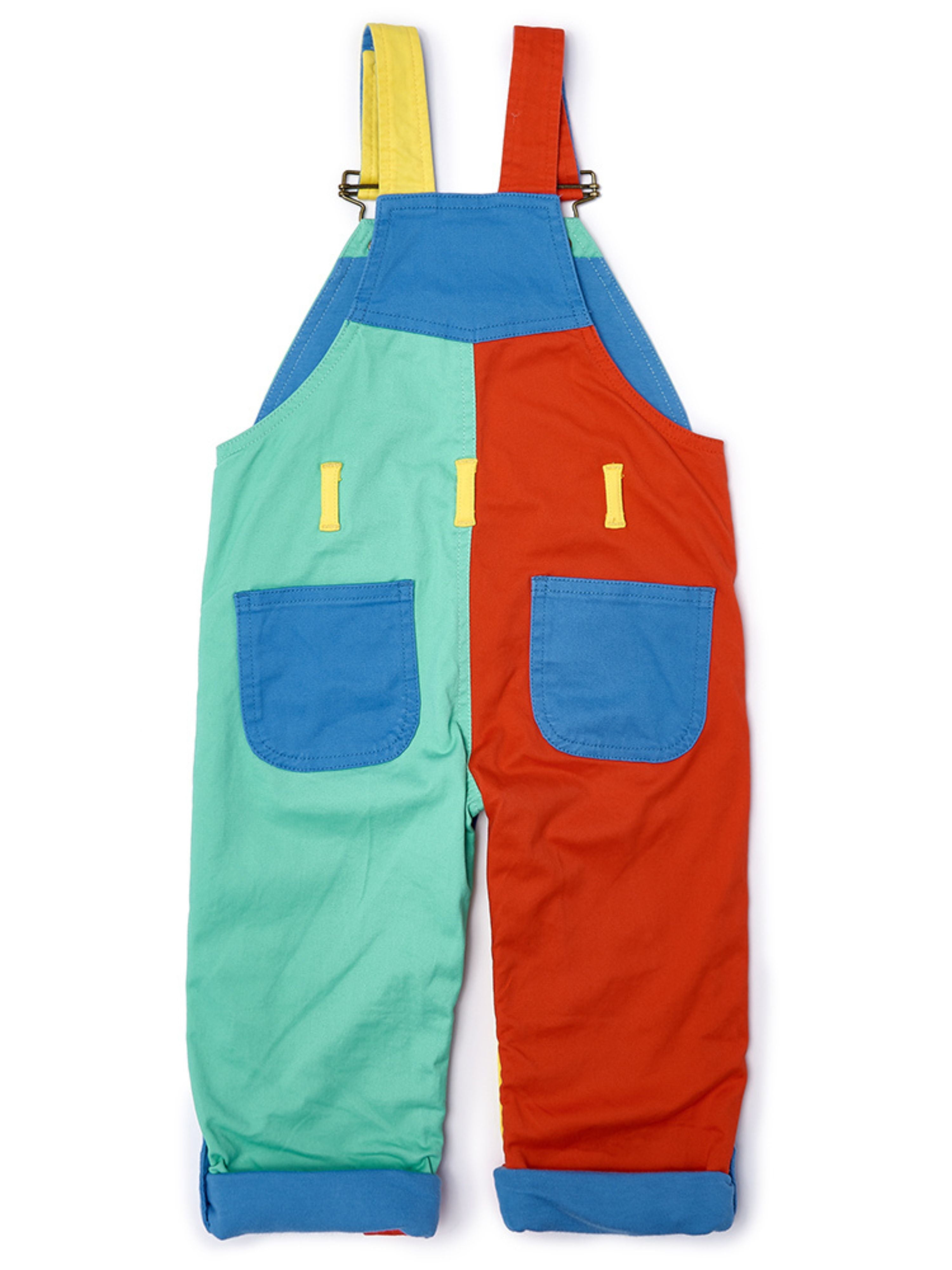  Dotty Dungarees Colourblock Summer Denim Overalls - Pastel/Multi - Bonton