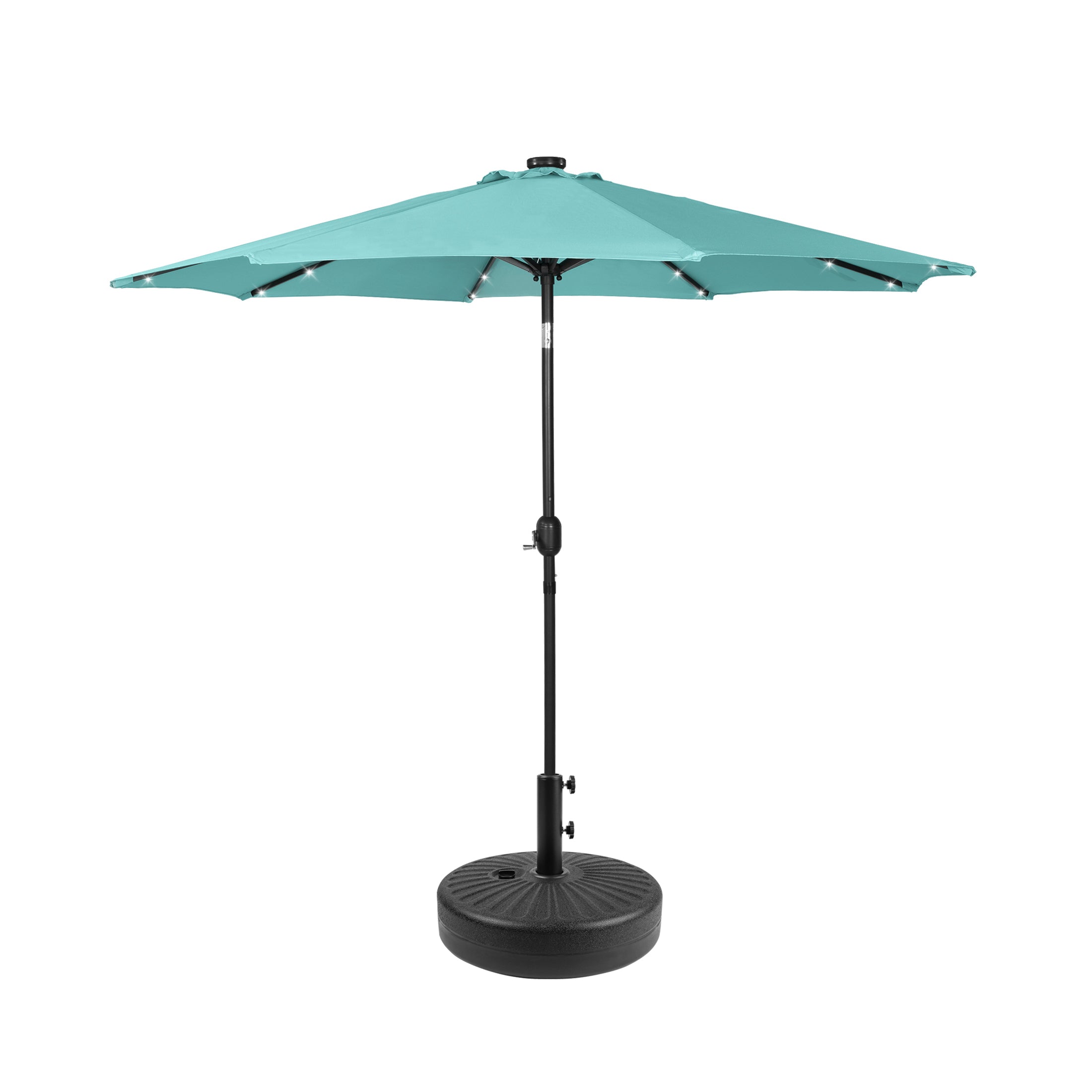  Westin Furniture 9 ft Outdoor Patio Solar LED Market Umbrella with Black Round Base - Dark Green - Bonton