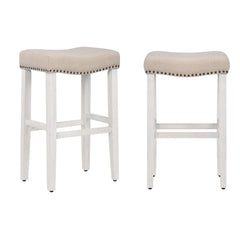 29" Upholstered Saddle Seat Bar Stool, Set of 2