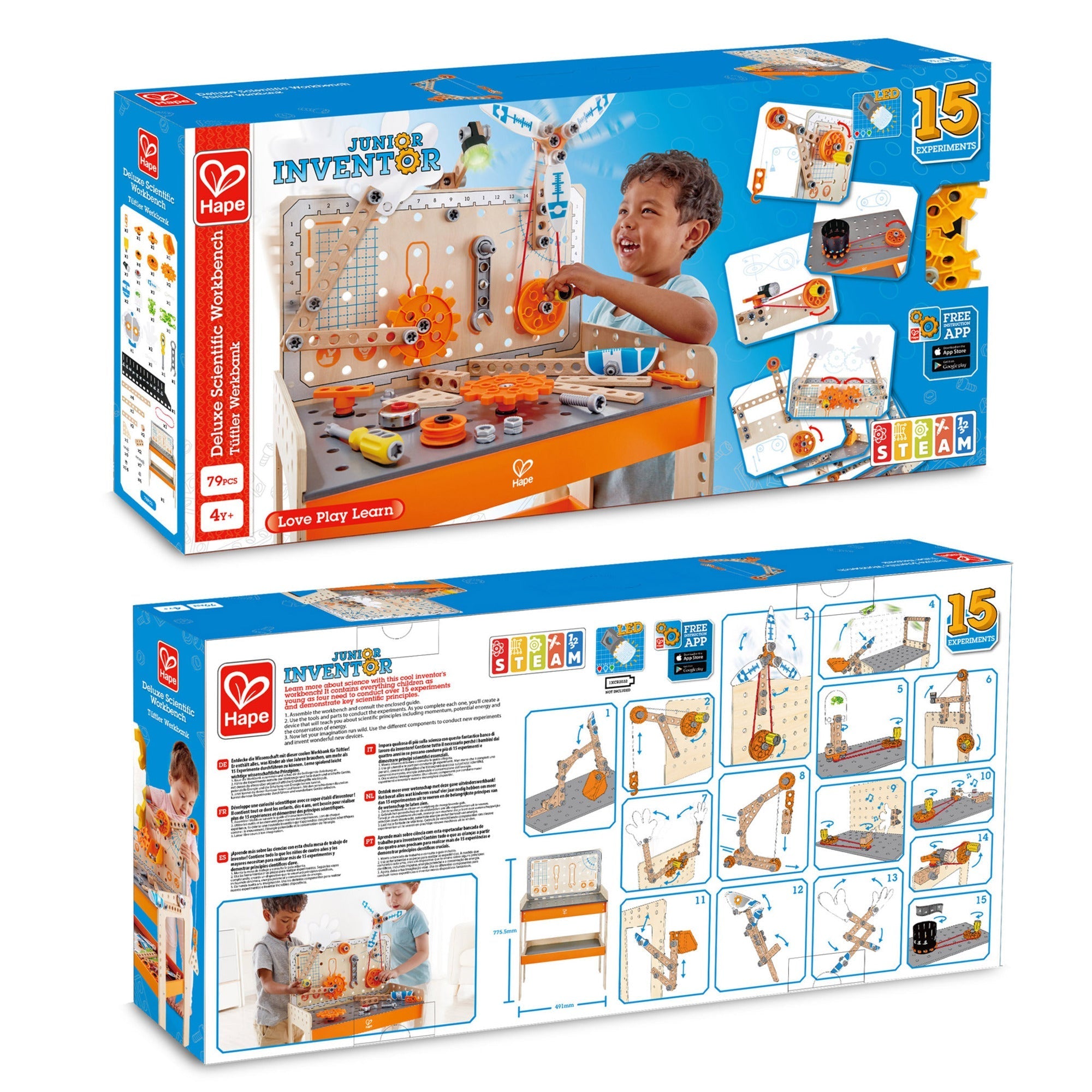 Hape Junior Inventor Deluxe Scientific Workbench, 79 Pieces