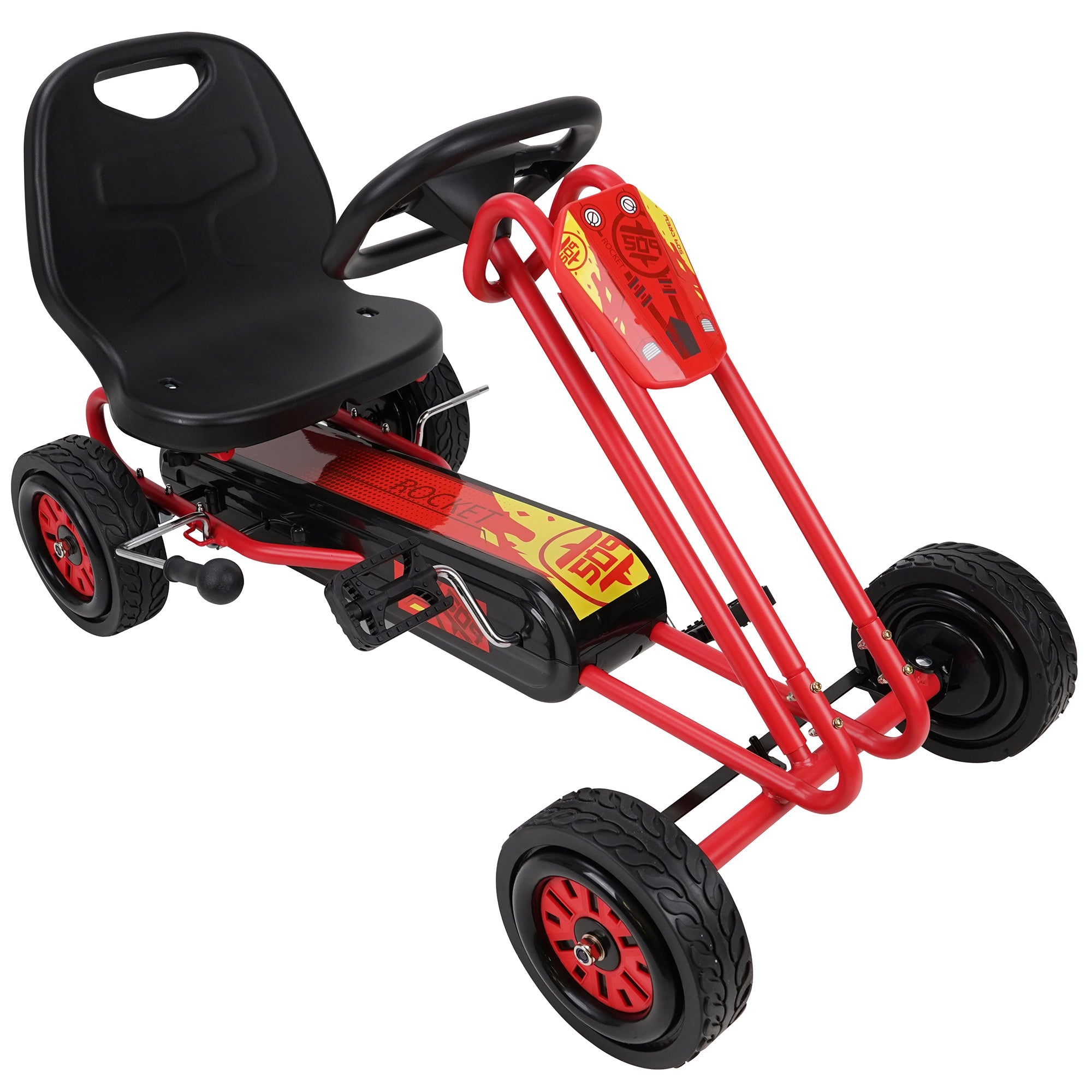  509 Crew Rocket Pedal Go Kart - Red | Pedal Car | Ride On Toys For Boys & Girls With Ergonomic Adjustable Seat & Sharp Handling, Ages 4+ - Multi - Bonton