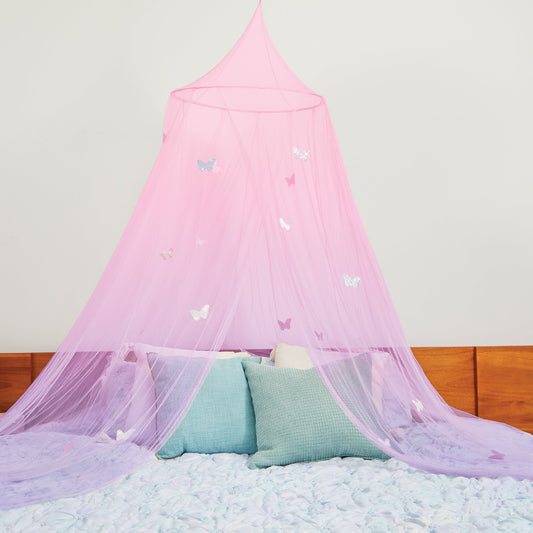 3C4G: Butterfly Ombre Bed Canopy in Pink & Purple