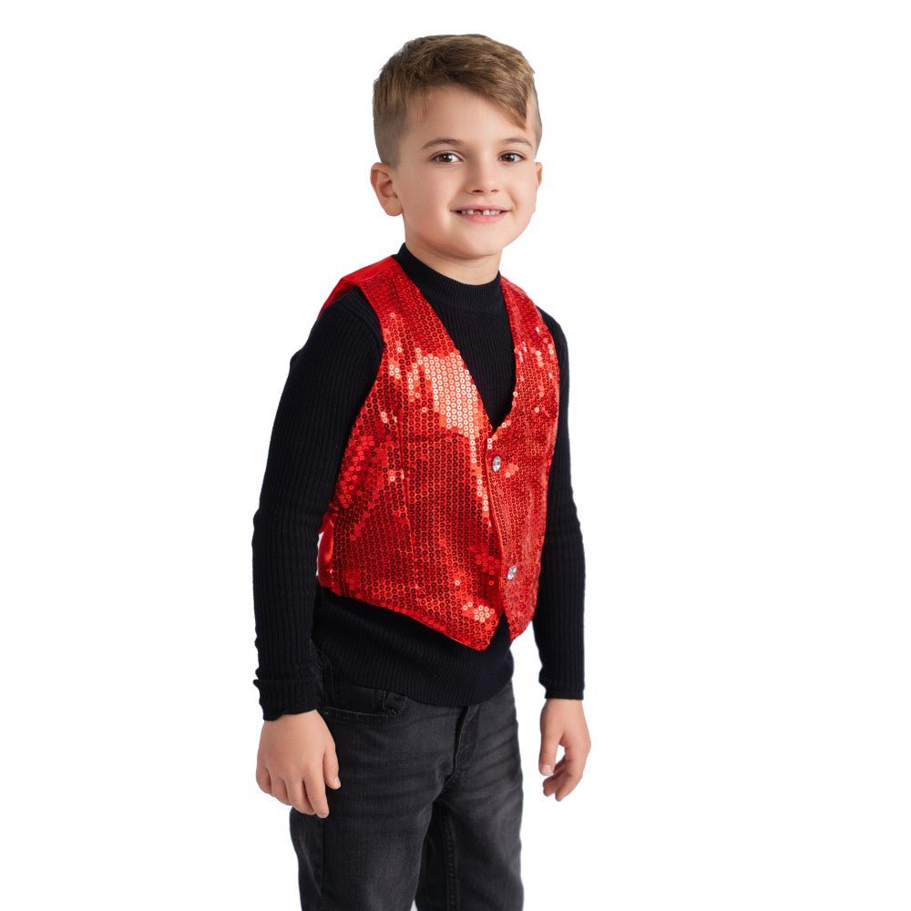  Dress Up America Red Sequin Vest - Kids by Dress Up America - Large (12-14) - Bonton