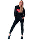  Style Luxe Activewear Red Lips Light Cropped Hoodie - Black - Bonton