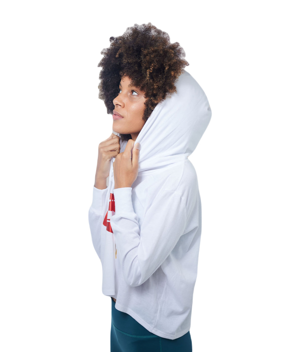  Style Luxe Activewear Red Lips Light Cropped Hoodie - White - Bonton