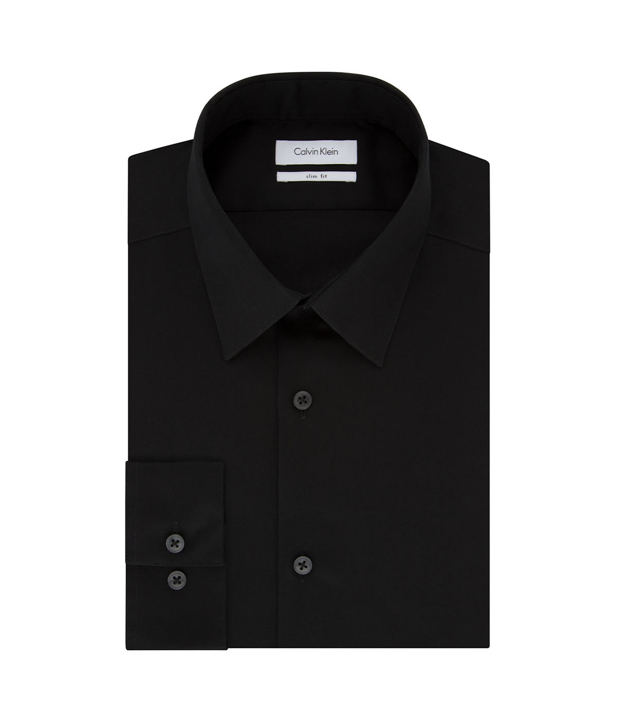  Calvin Klein Calvin Klein Slim Fit Non Iron Twill Solid Shirt - Black - Bonton
