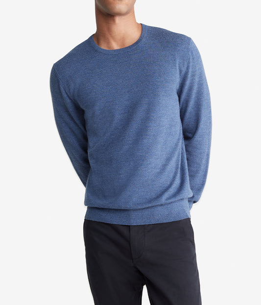 Long Sleeve Solid Extrafine Merino Crew 14Gg Blue