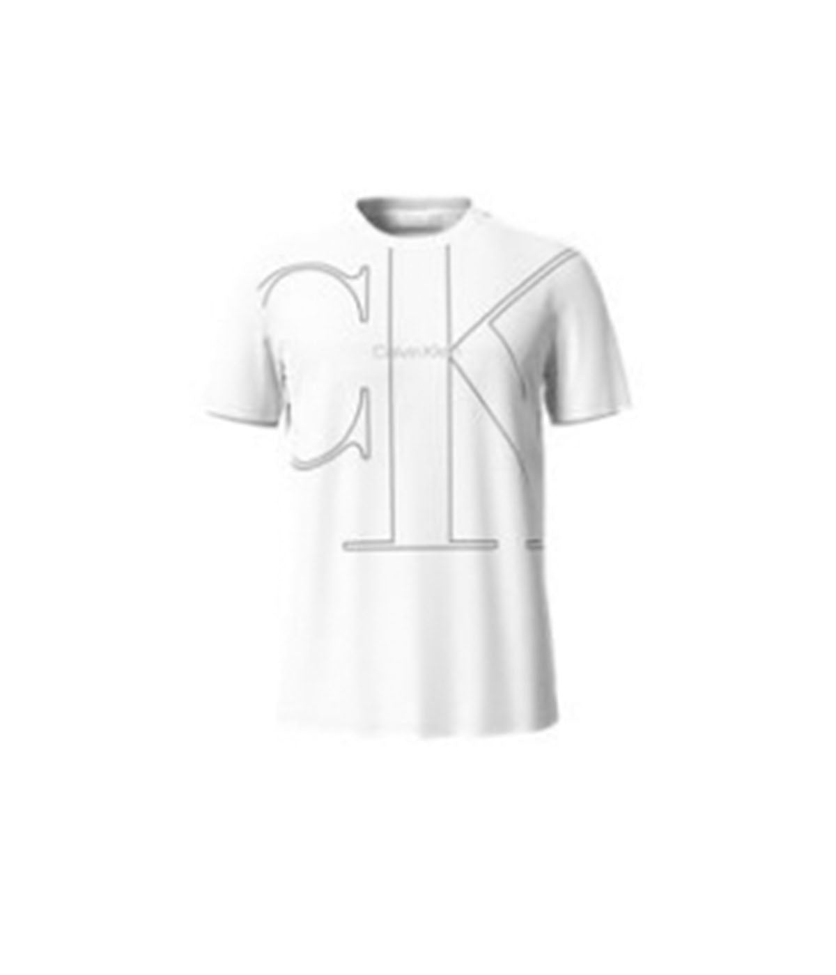  Calvin Klein Short Sleeves Chest Monogram Crew - Brilliant White - Bonton