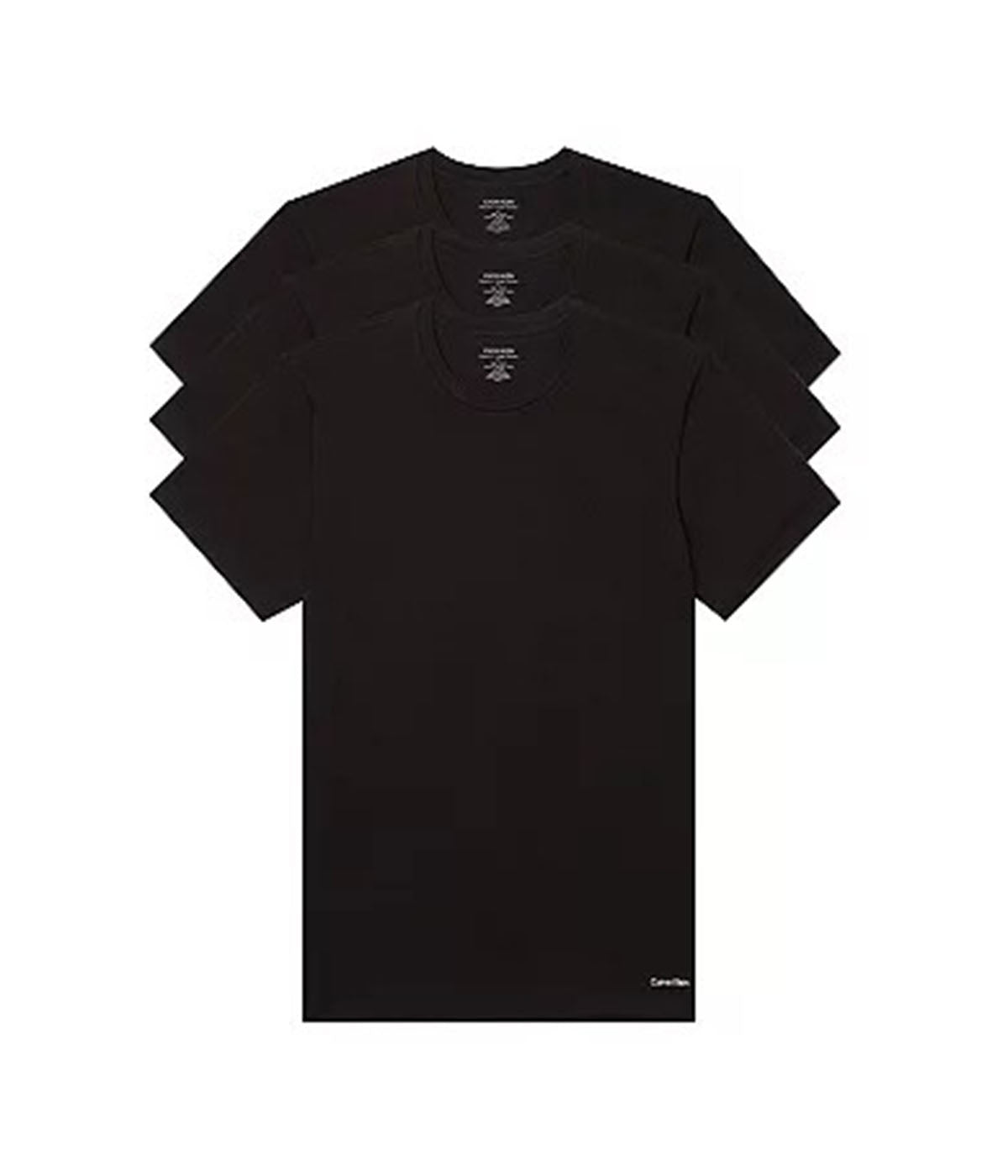  Calvin Klein Cotton Classics Short Sleeve Crew Neck Classic Fit 3 Pack Tee - Black - Bonton
