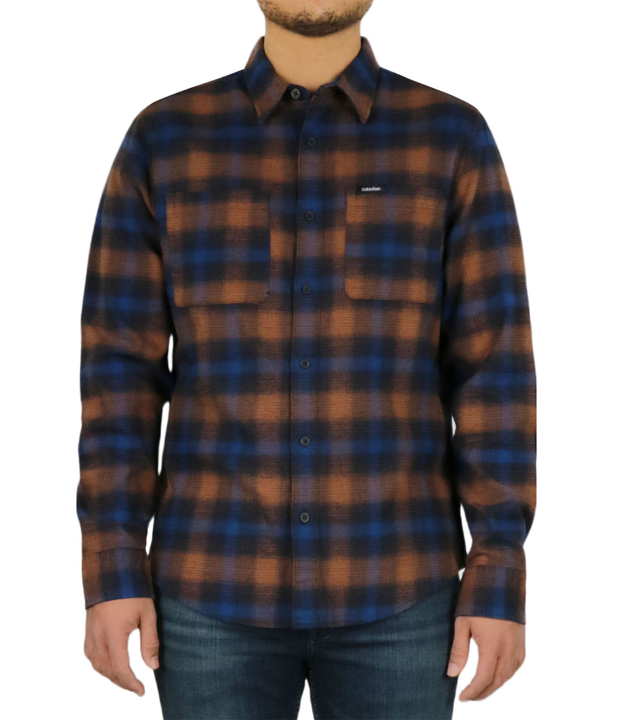  Calvin Klein Long Sleeves Linear Ombre Flannel Shirt - Aztec - Bonton