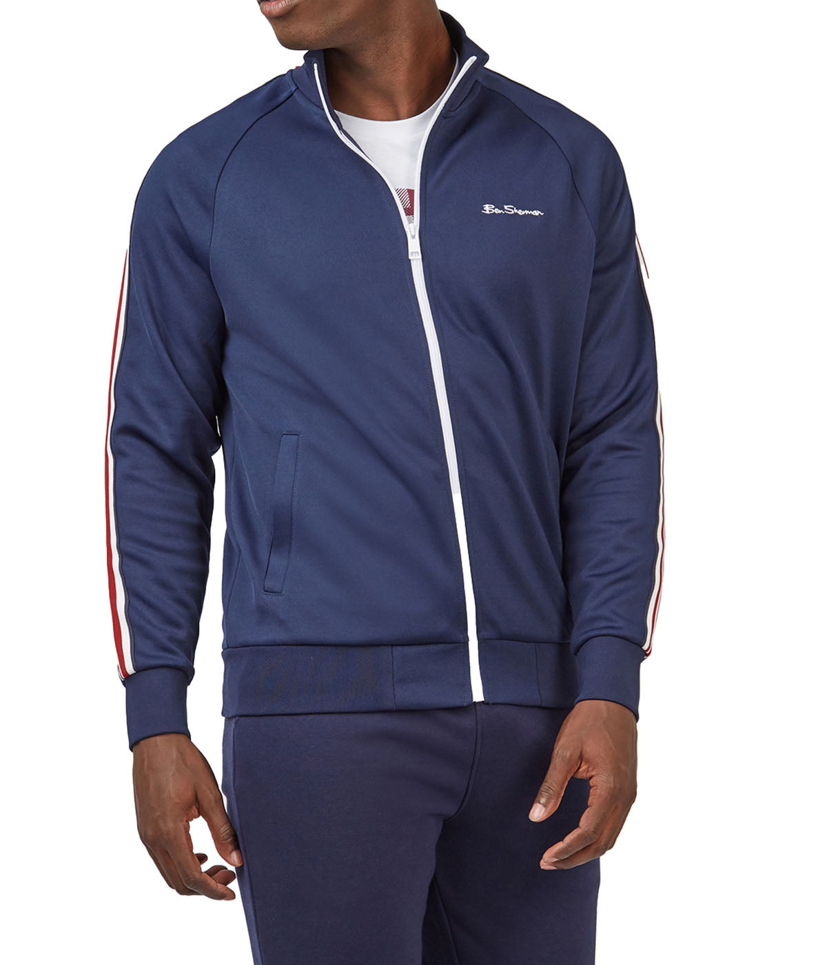  Ben Sherman House Taped Track Jacket with Embroidered Logo - Marine - Bonton