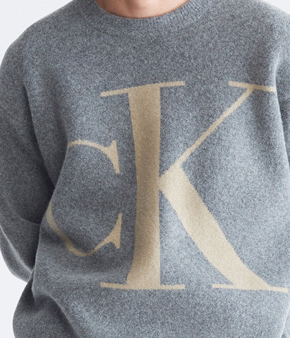 Long Sleeves Mono Jacquard Crew Sweater