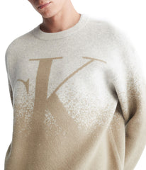 Long Sleeves Mono Ombre Jacquard Crew Sweater