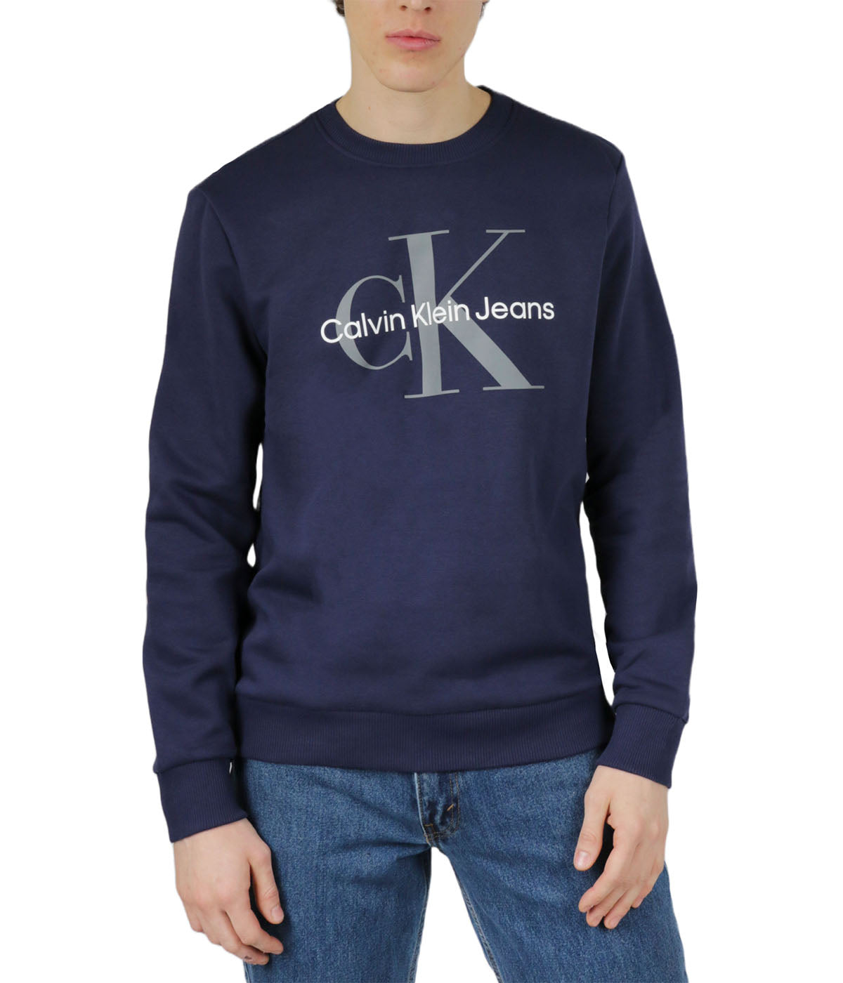  Calvin Klein Long Sleeves Monogram Crewneck Shirt - Peacoat - Bonton