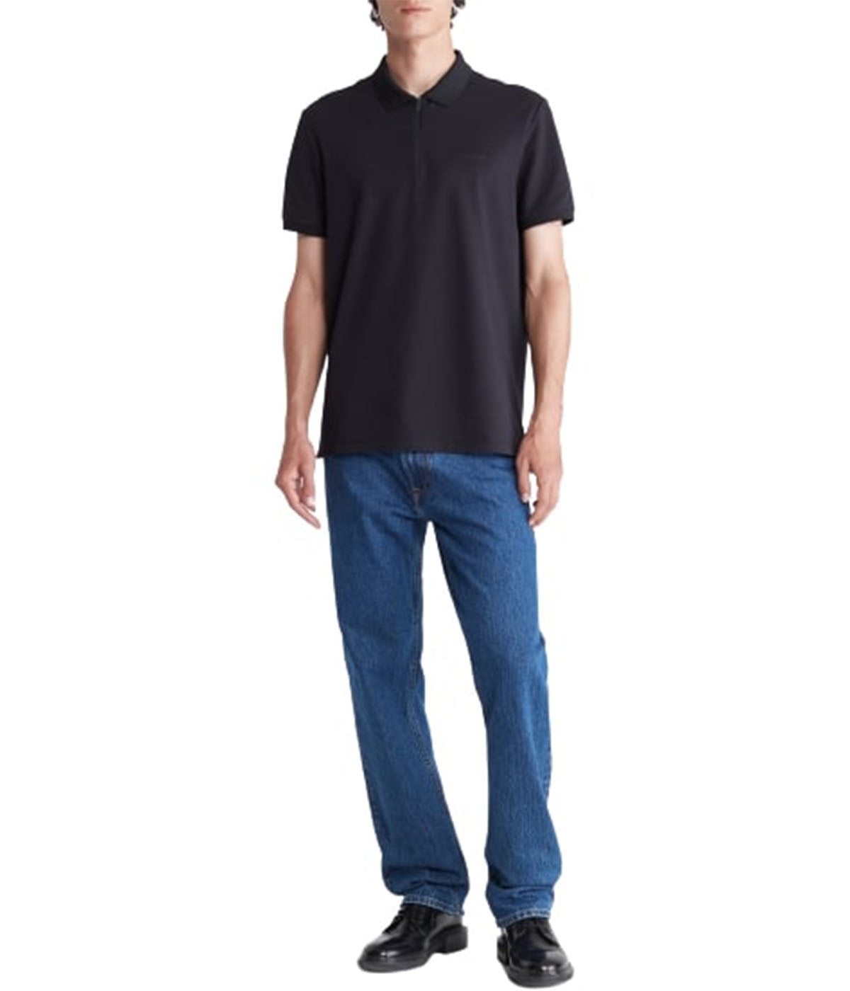  Calvin Klein Ss Tech Zip Polo Black - Black - Bonton