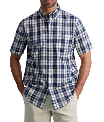 Chaps Men's Short Sleeve Recycled Poly Stretch Woven Shirt