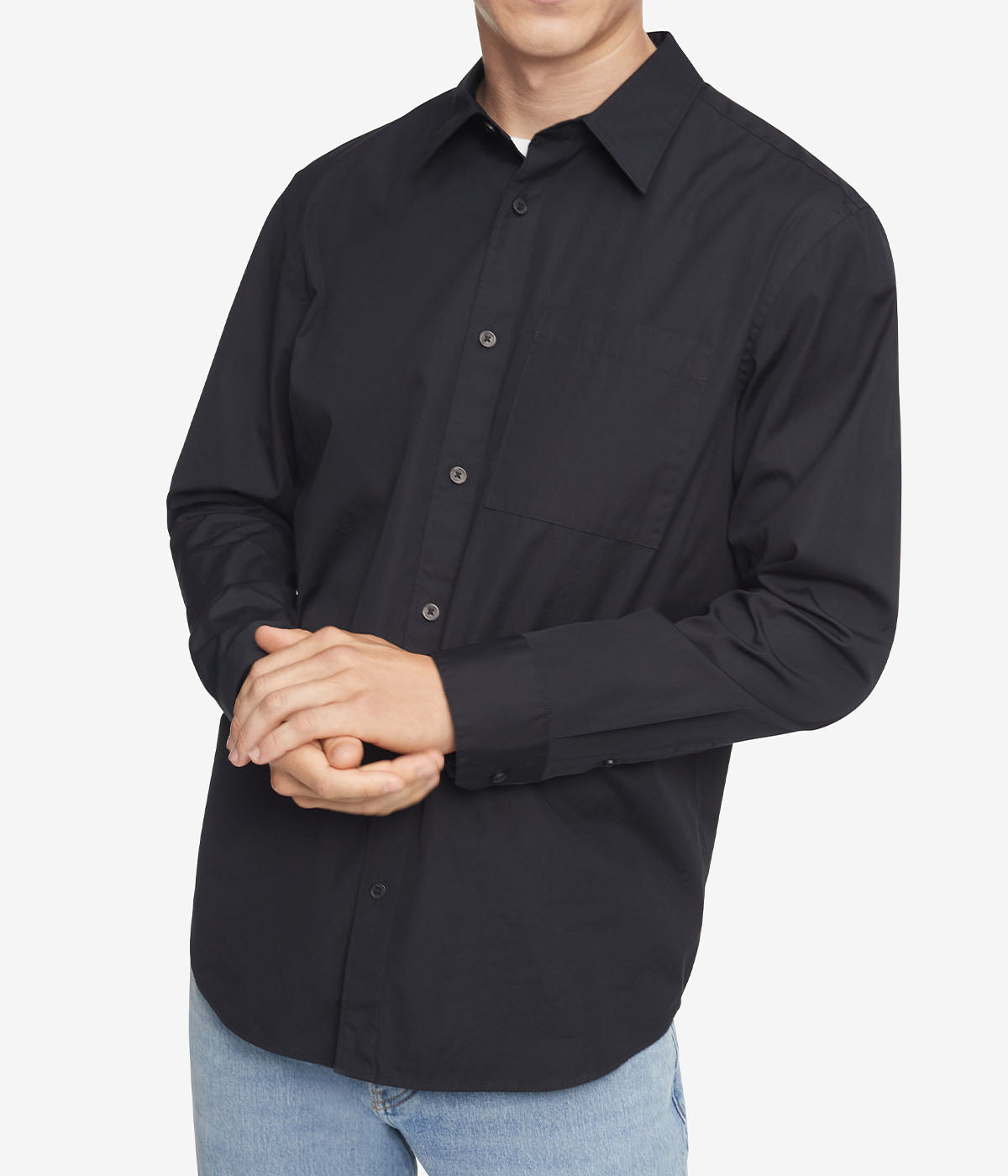  Calvin Klein Long Sleeves Pocket Easy Shirt - Black Beauty - Bonton