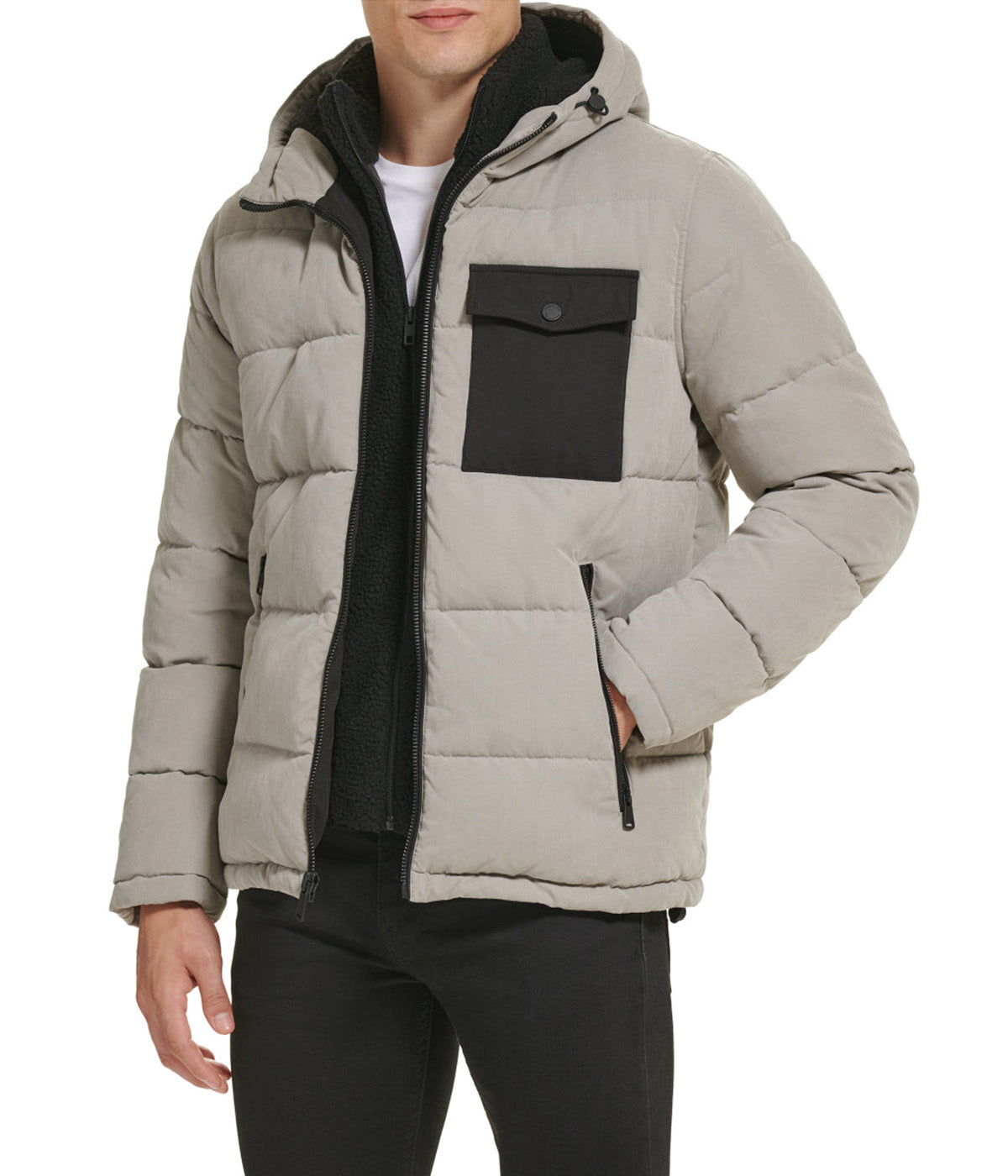  Kenneth Cole Peached Poly Midweight Quilted Jacket - Grey - Bonton