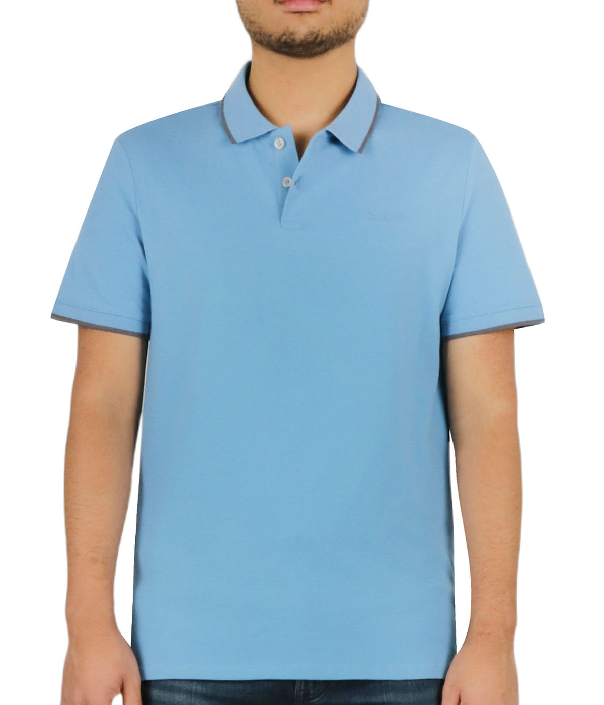  Calvin Klein Short Sleeves Stretch Pique Polo - Cyaneus - Bonton