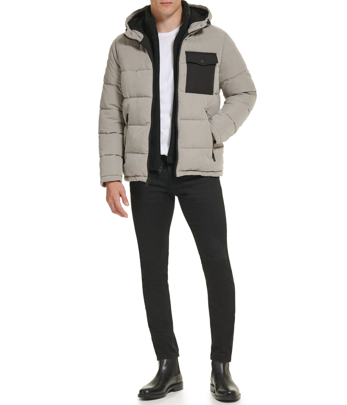  Kenneth Cole Peached Poly Midweight Quilted Jacket - Grey - Bonton