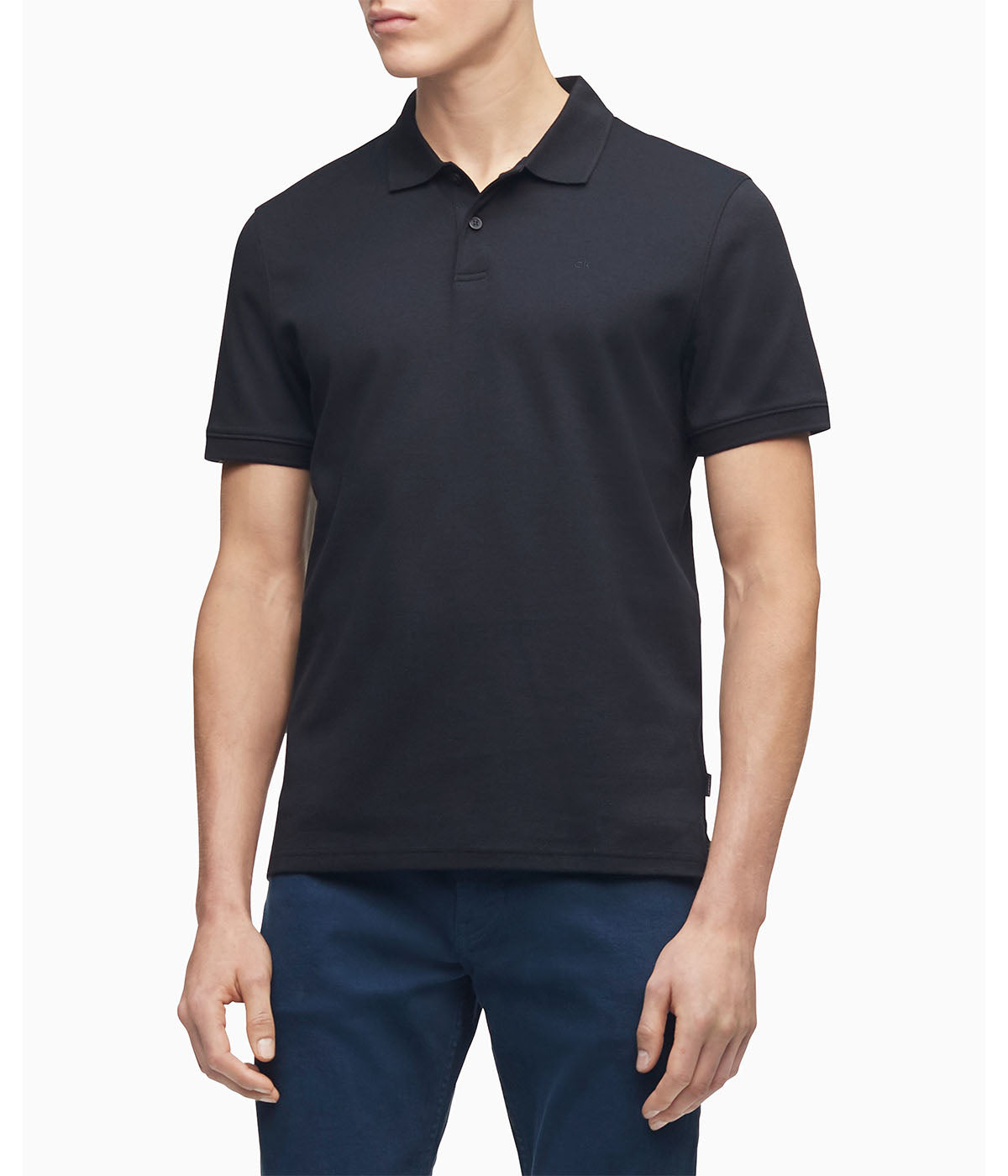  Calvin Klein Short Sleeves Stretch Pique Polo - Black Beauty - Bonton