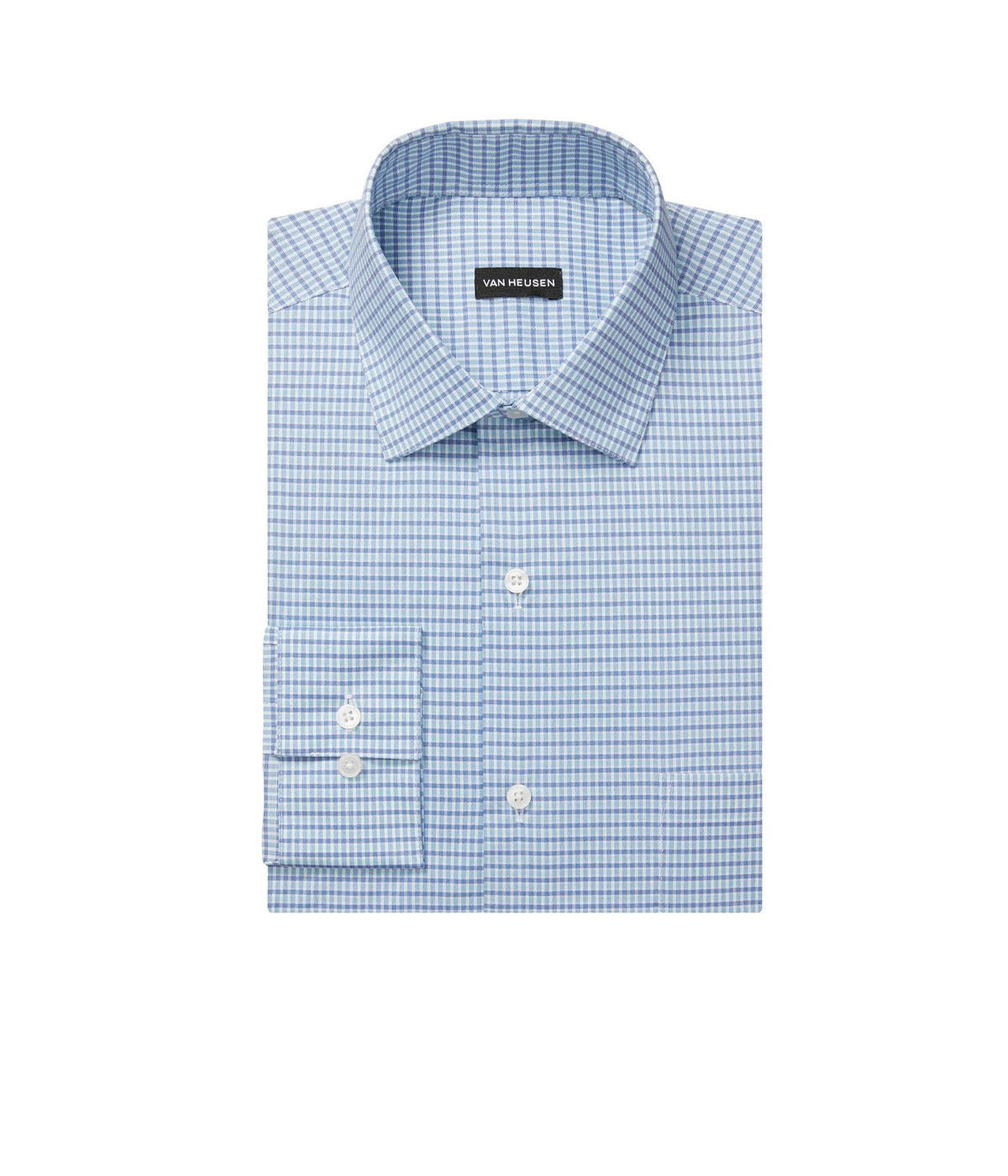  Van Heusen Van Heusen Regular Fit Stain Shield Stretch FLEX Check - Blue Topaz - Bonton