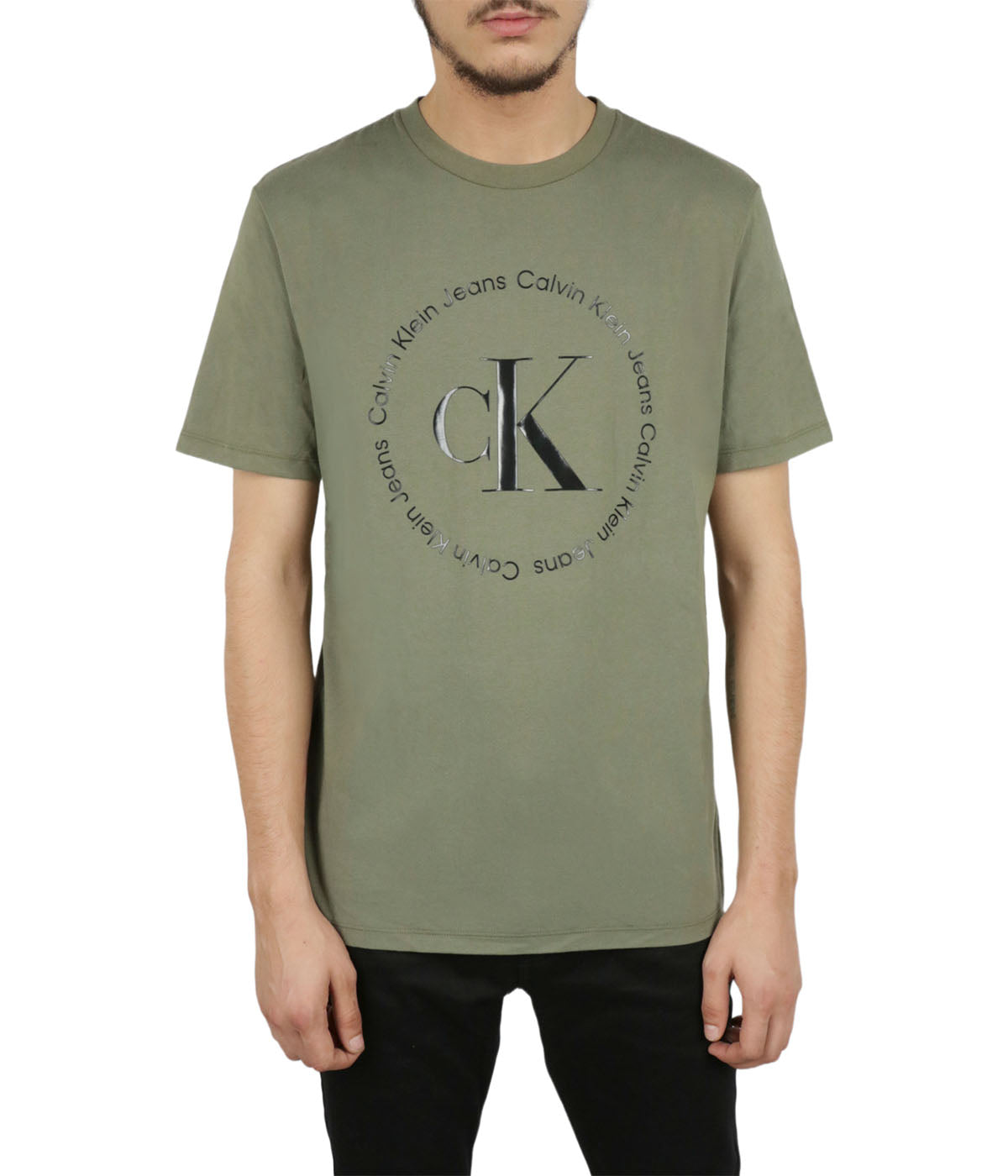  Calvin Klein Short Sleeve Monogram Circle Tee - Dusty Olive - Bonton