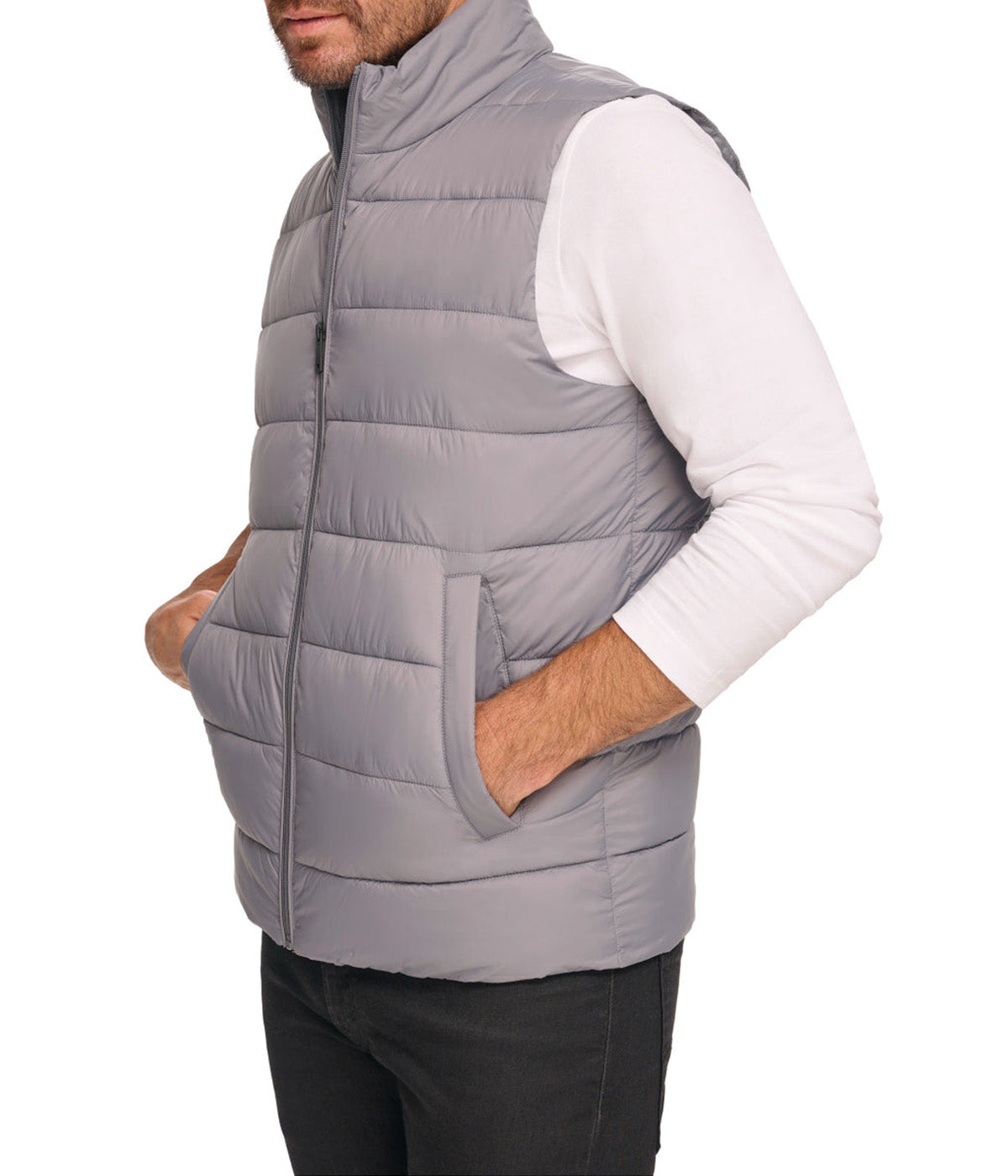  Kenneth Cole Cire Poly Puffer Vest - Gunmetal - Bonton