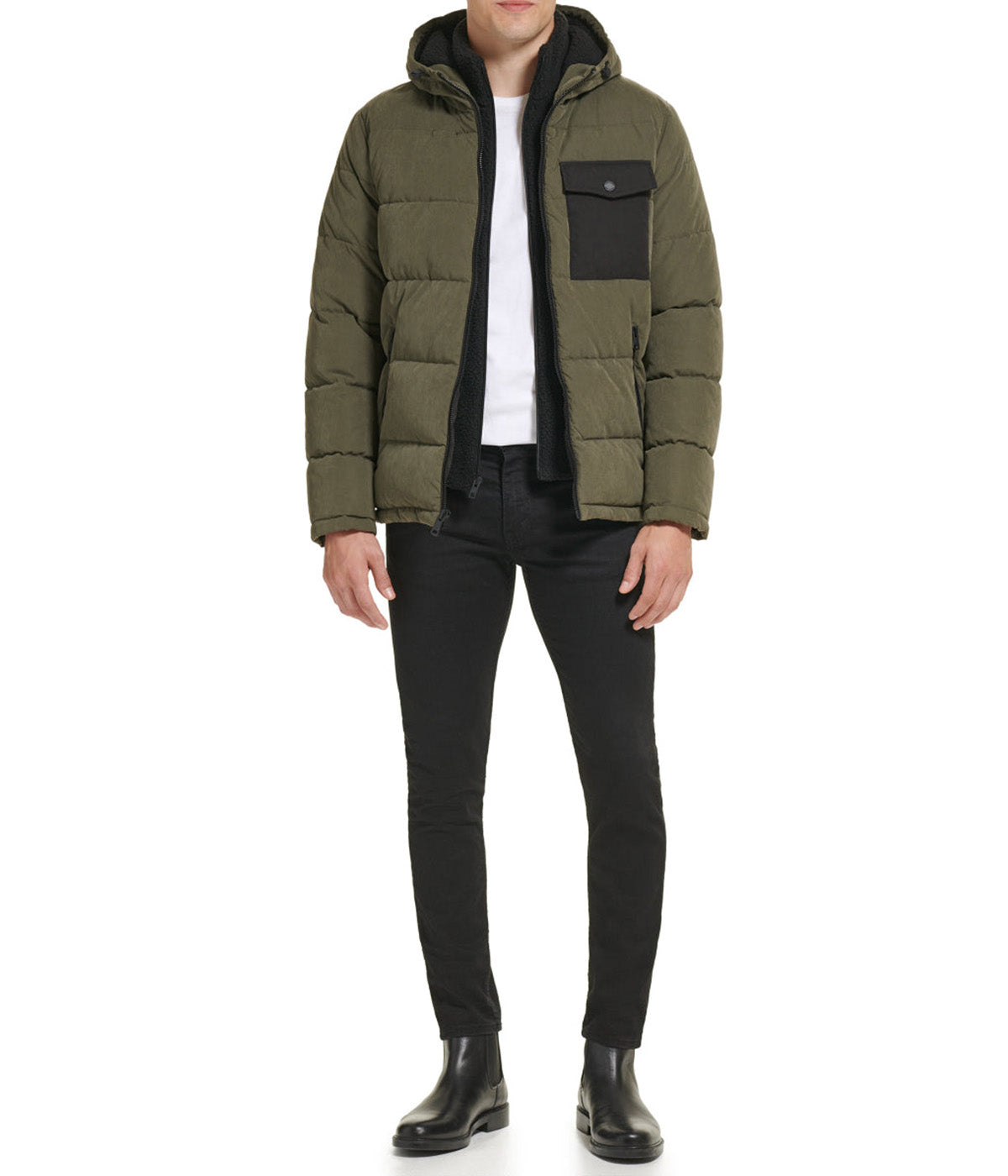  Kenneth Cole Peached Poly Midweight Quilted Jacket - Olive - Bonton