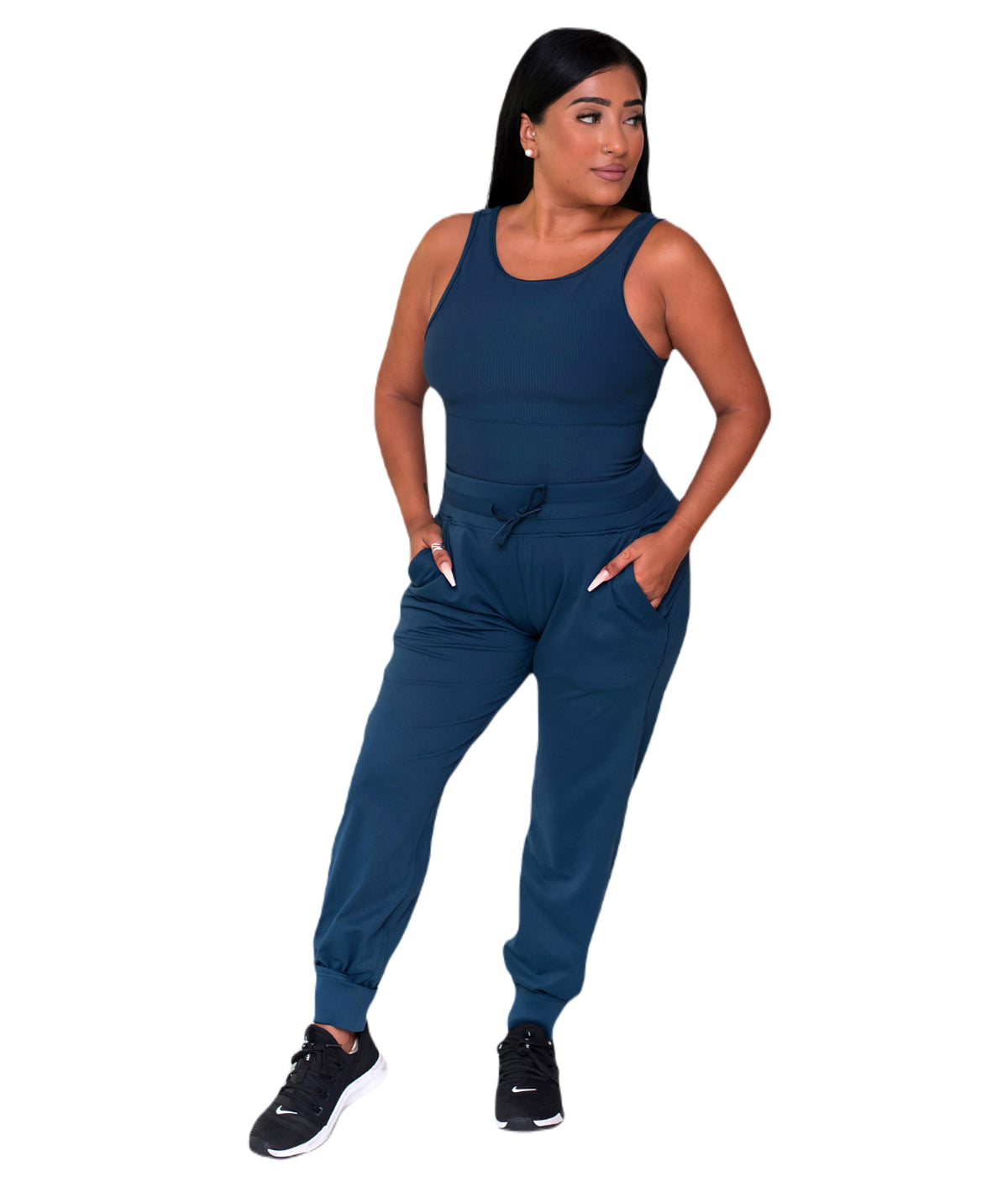  Style Luxe Activewear Ribbed Crop Top - Blue - Bonton