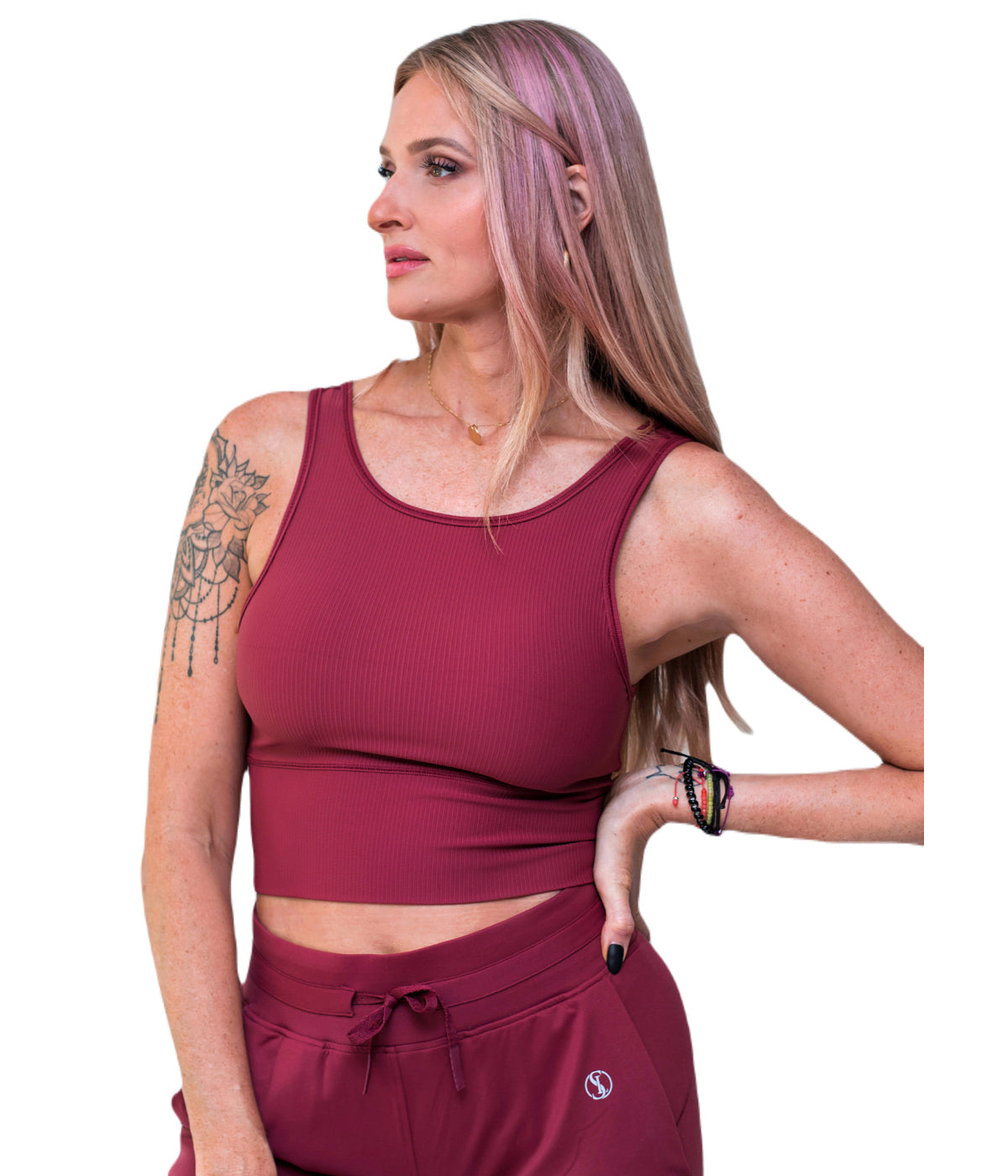  Style Luxe Activewear Ribbed Crop Top - Red - Bonton