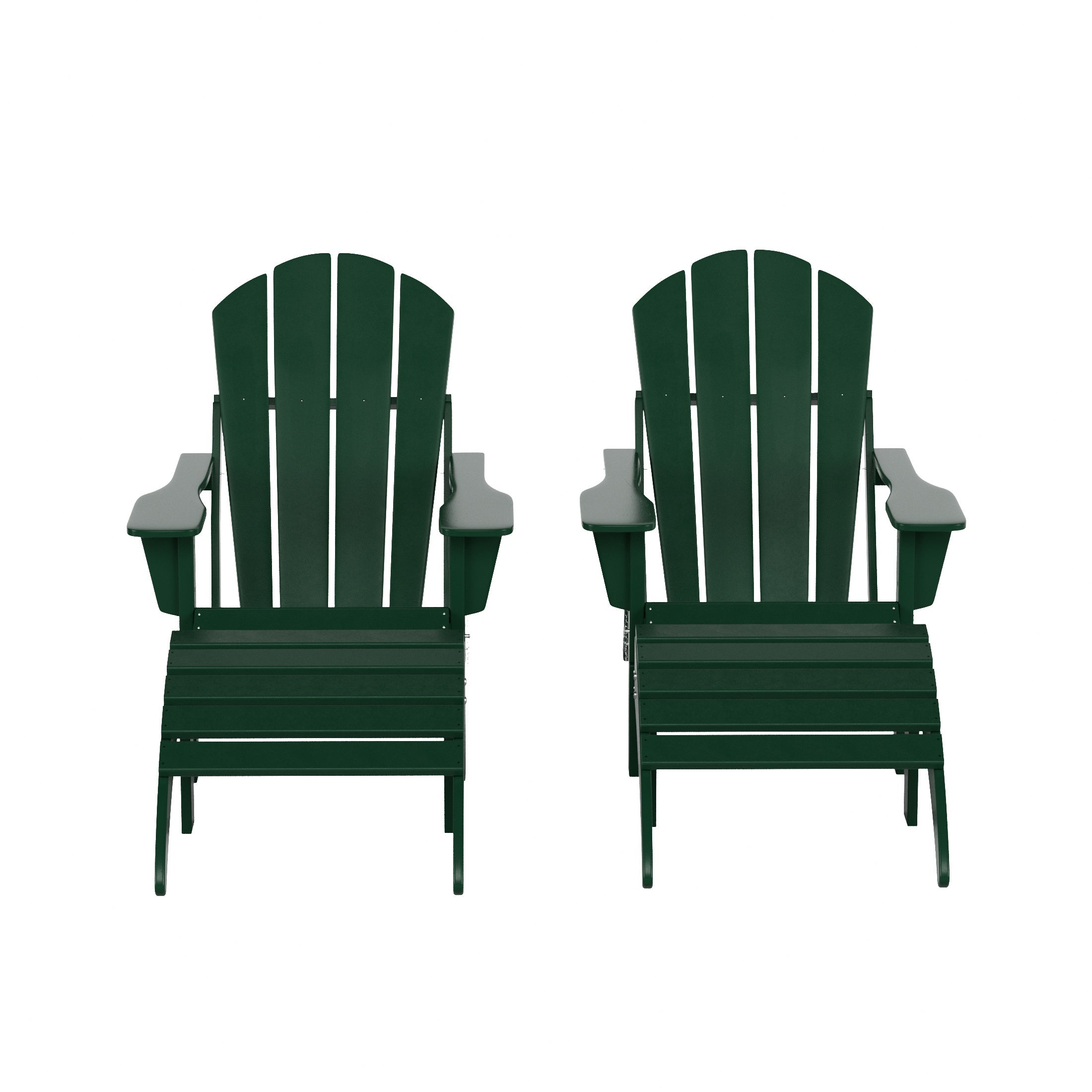  Westin Furniture 4-Piece Adirondack Conversation Chair with Footrest Ottoman Set - Teak - Bonton