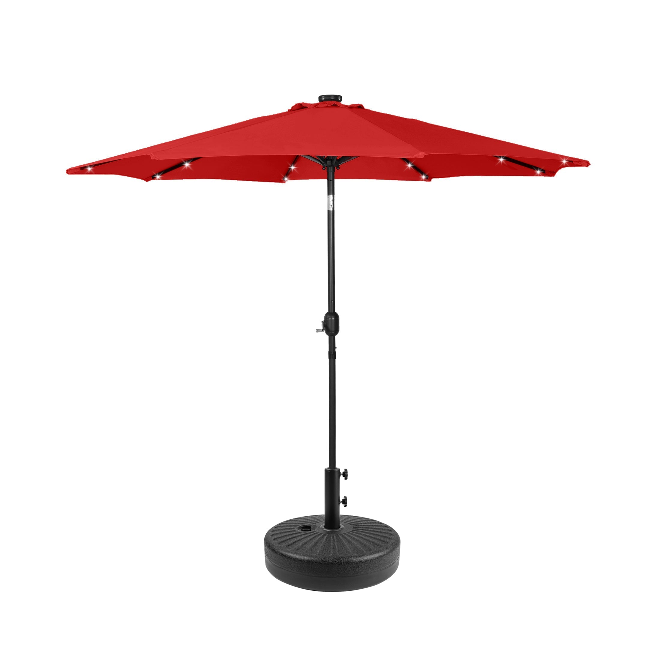  Westin Furniture 9 ft Outdoor Patio Solar LED Market Umbrella with Black Round Base - Navy Blue - Bonton