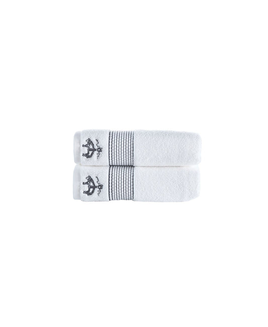 Rope Stripe Border 2 Piece Hand Towel Set