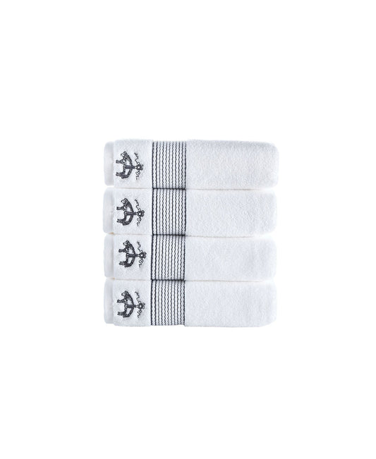 Rope Stripe Border 4 Piece Hand Towel Set