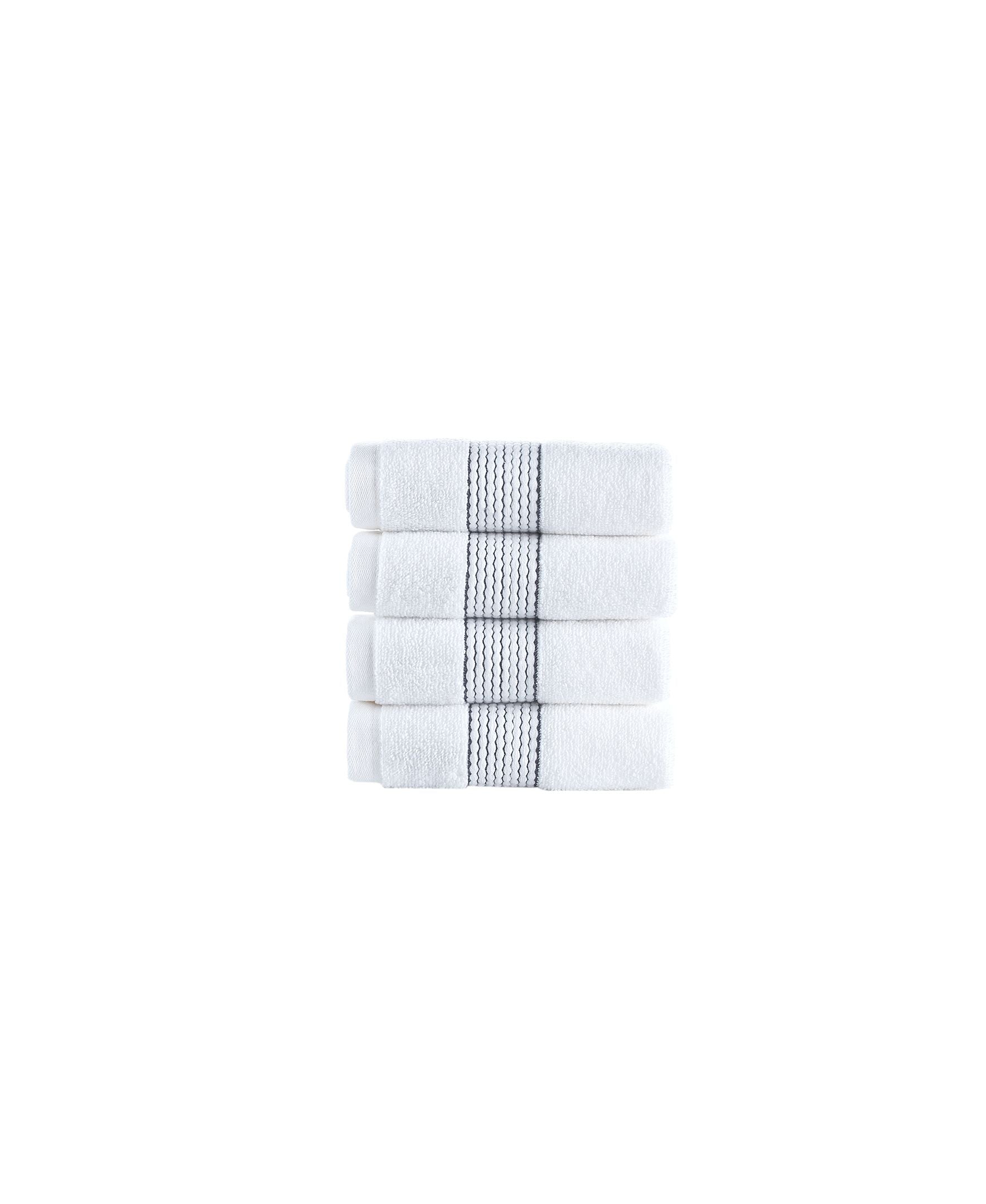  Brooks Brothers Rope Stripe Border 4 Piece Wash Towel Set - Scarlet Sage - Bonton