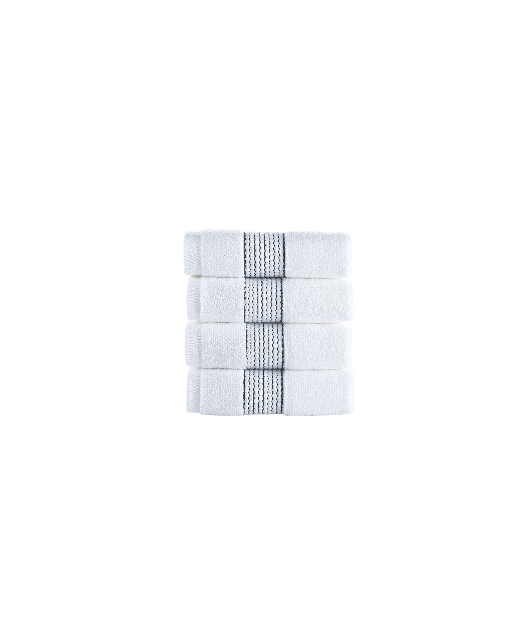  Brooks Brothers Rope Stripe Border 4 Piece Wash Towel Set - Sea Glass - Bonton