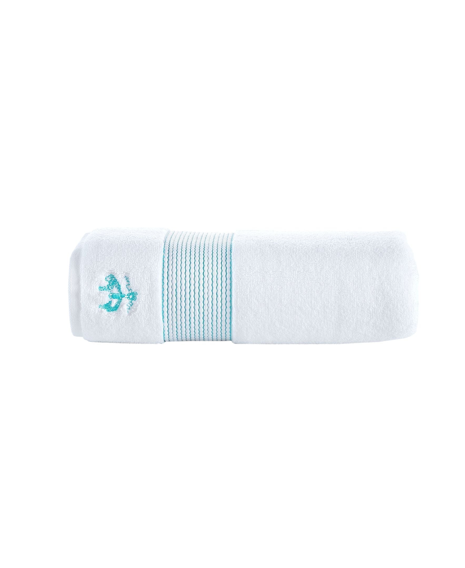  Brooks Brothers Rope Stripe Border Bath Towel - Sea Glass - Bonton