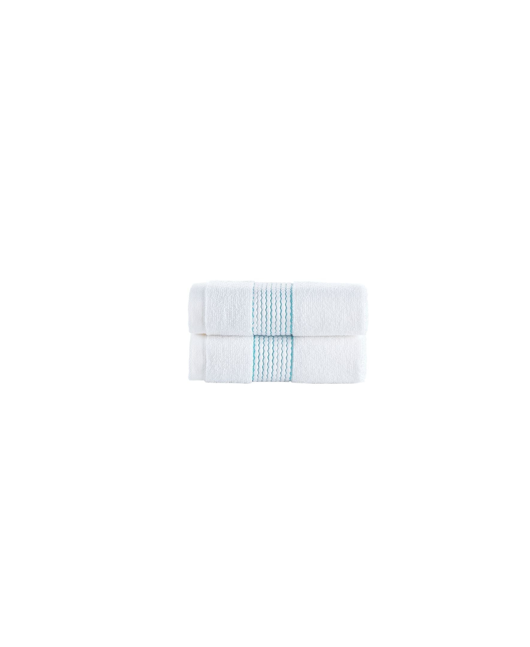  Brooks Brothers Rope Stripe Border 2 Piece Wash Towel Set - Sea Glass - Bonton