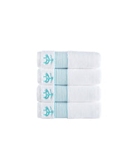 Rope Stripe Border 4 Piece Hand Towel Set