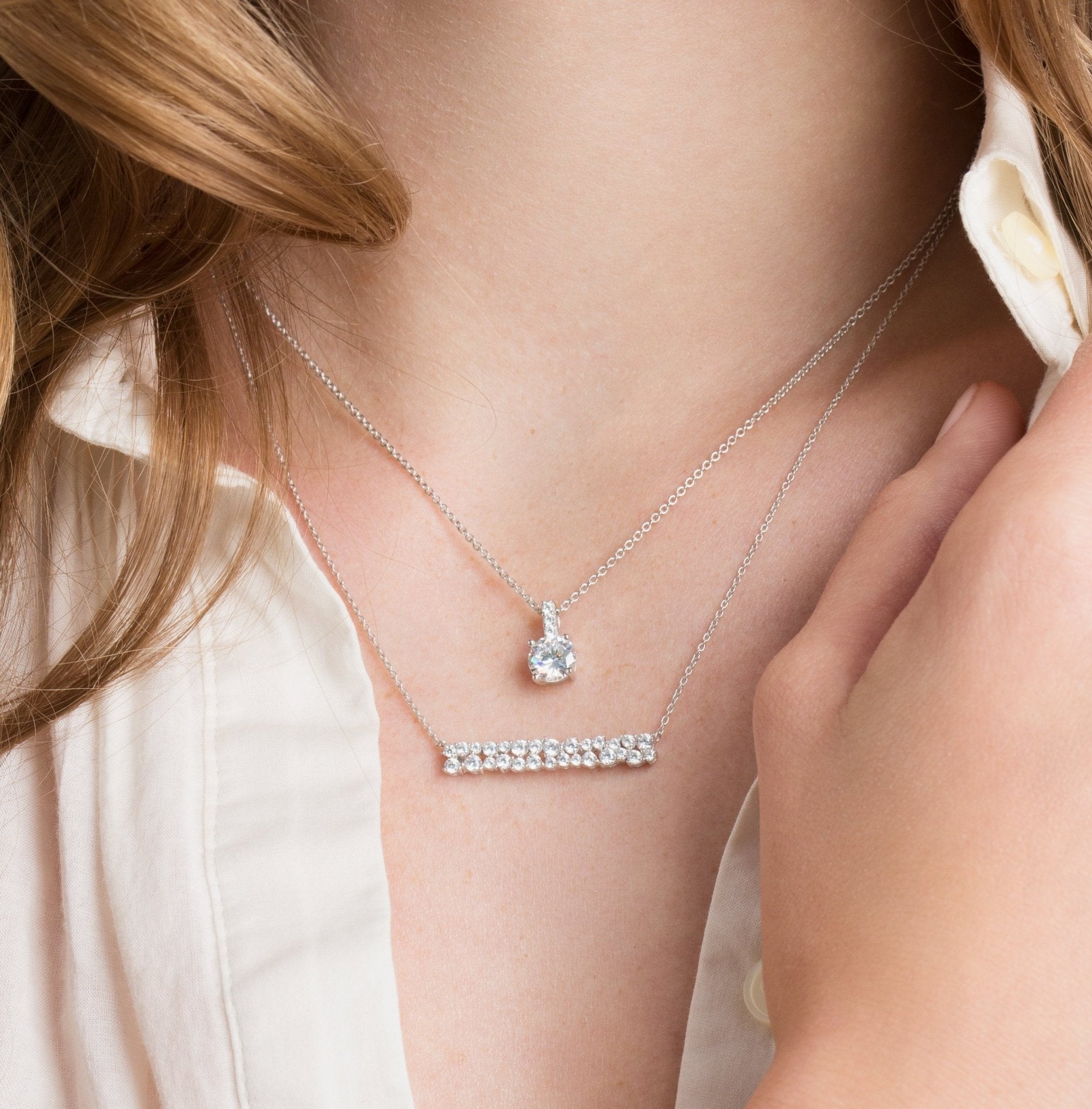  CRISLU Royal Brilliant Cut Pendant Necklace Finished in Pure Platinum - Pure Platinum - Bonton