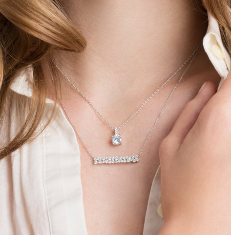Royal Brilliant Cut Pendant Necklace Finished in Pure Platinum